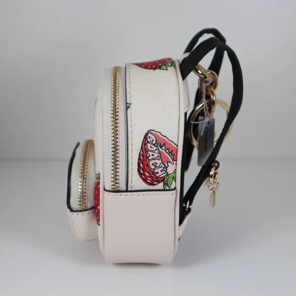 Coach Mini Court Backpack Bag Charm with Strawberry Print CAO93 NWT - Picture 5 of 8